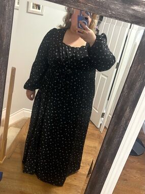 Whimsy Black Floral Long Sleeve Maxi Dress